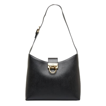 SALVATORE FERRAGAMO Gancini Shoulder Bag AQ-21 8662 Black Leather Women's