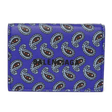 BALENCIAGA Trifold Wallet Paisley Cash Mini Everyday Purple Compact New Logo 594312 1BWP3 5260 Men's Women's Billfold