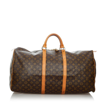 Louis Vuitton Monogram Keepall 60 Boston Bag M41422 Brown PVC Leather Ladies