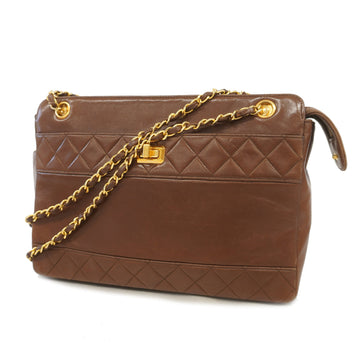 Chanel shoulder bag chain shoulder lambskin brown gold meta