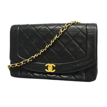 CHANEL Shoulder Bag Diana Chain Lambskin Black Gold Hardware Women's