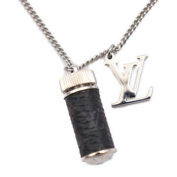 LOUIS VUITTON Necklace Charms Monogram Eclipse M63641 Metal PVC Black Silver Pendant