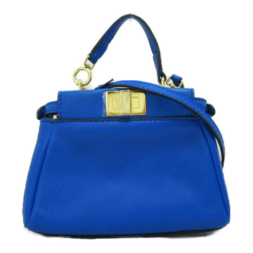 FENDI Micro Peekaboo Shoulder Bag Blue leather 8M0355-K47