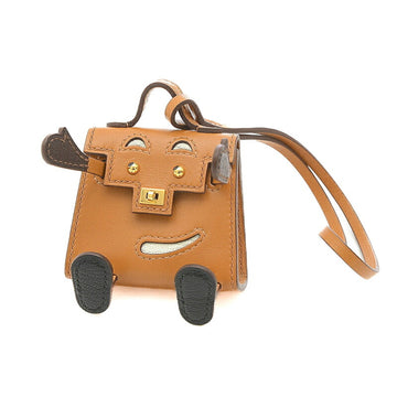 HERMES Kelly Doll Charm Tadelakt Brown Series U Engraved