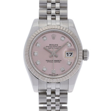 ROLEX Datejust 10P Diamond 179174G Women's SS/WG Watch Automatic Pink Dial