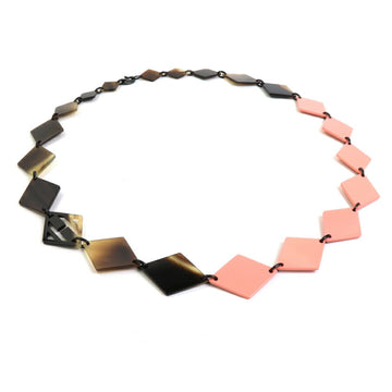 HERMES Necklace Buffalo Horn/Lacquerwood Pink x Brown Women's