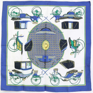 HERMES Scarf Carre 90 LES VOITURES A TRANSFORMATION Silk Blue/Multicolor Women's