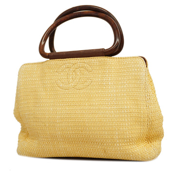 CHANELAuth  Women's Straw Handbag Beige,Brown