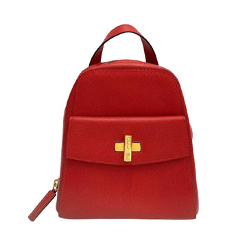 CELINE Logo Hardware Turnlock Leather Genuine Mini Rucksack Backpack Day Bag Red