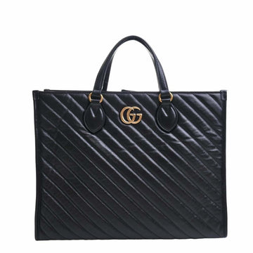 GUCCI GG Marmont Leather Medium Tote Bag 627332 Black Women's