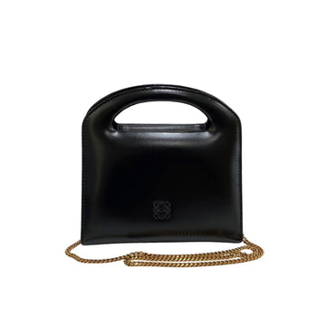 LOEWE Anagram Logo Calf Leather Chain 2way Handbag Mini Shoulder Bag Pochette Black