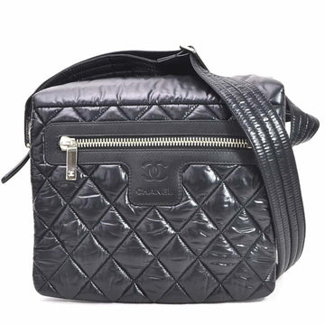 Chanel Shoulder Bag Coco Coon Matelasse Black Nylon x Leather CHANEL Women's