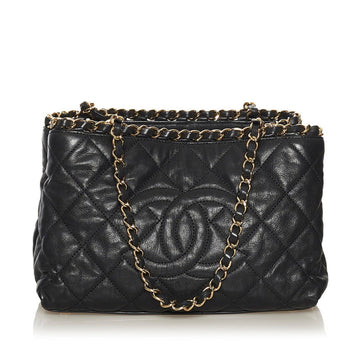 Chanel Matelasse Coco Mark Chain Handbag Black Lambskin Ladies CHANEL