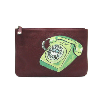 FENDI phone illustration clutch bag Bordeaux system leather 7N0078