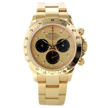 ROLEX Chronograph Daytona Watch Men's Champagne Black Yellow Gold Automatic 116528