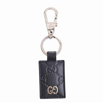 GUCCI sima signature leather key holder ring black