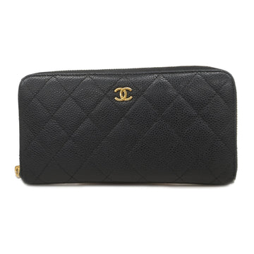 Chanel Matelasse Long Wallet Women's Caviar Leather Long Wallet (bi-fold) Black