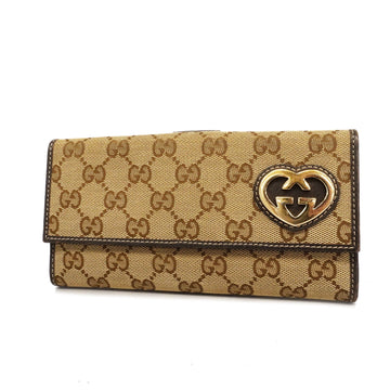 GUCCIAuth  Long Wallet Gold Metal Fittings GG Canvas Long Wallet Beige,Brown