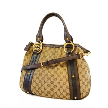 Gucci 2way Bag Interlocking G 246391 GG Canvas Brown/Black Gold metal