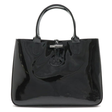 LONGCHAMP Rozo handbag tote bag patent leather enamel black