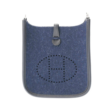 HERMES Evelyn TPM Blue Nuit Palladium hardware Y stamp [around 2020] Women's felt shoulder bag