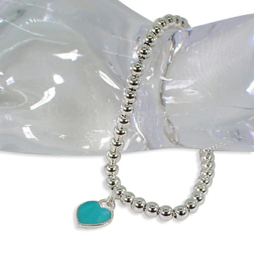 TIFFANY 925 Enamel Return to Heart Ball Chain Bracelet