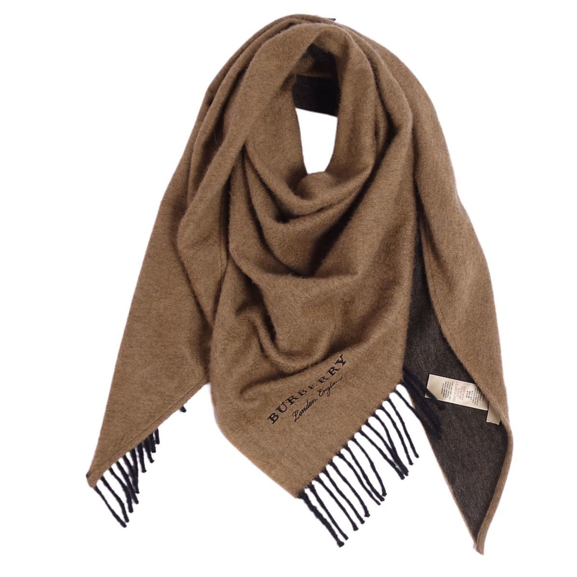 BURBERRY muffler stole triangle cashmere 100% UK made lady's brown