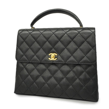 CHANEL[3ca0422]Auth  handbag Matelasse caviar skin black gold metal