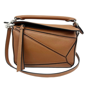 Loewe puzzle mini 2WAY handbag shoulder bag soft grain calf brown caramel ladies
