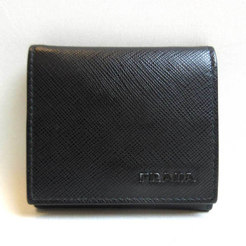 PRADA wallet coin case purse Nero black square men's saffiano leather