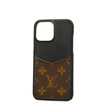 LOUIS VUITTON iPhone Case Monogram Macassar Bumper 14PRO M81998 Noir Men's Women's