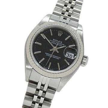 ROLEX Datejust 79174 Y watch ladies automatic winding AT stainless steel SS white gold WG silver black polished