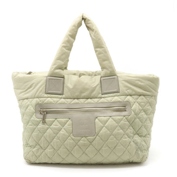 CHANEL Coco Cocoon Medium Tote Bag Shoulder Quilted Nylon Leather Light Mint 8611