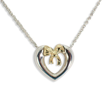 TIFFANY 925 750 heart ribbon combination pendant necklace