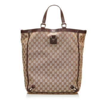 GUCCI GG Canvas Abbey Handbag Tote Bag 130733 Beige Leather Ladies