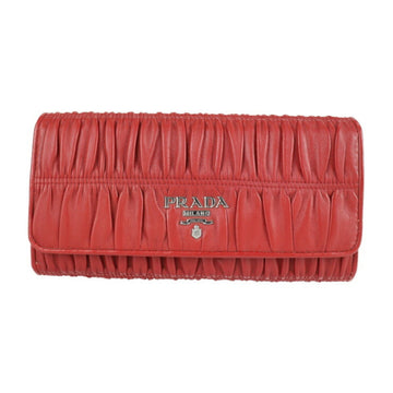 Prada NAPPA GAUFRE long wallet 1MH132 leather FUOCO pass case with gathered flap type folio logo