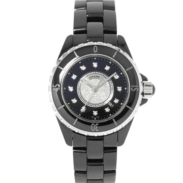 CHANEL J12 33mm H2122 Ladies Watch 12P Diamond Date Black Ceramic Center Quartz