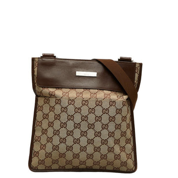 GUCCI GG Canvas Shoulder Bag 27639 Beige Brown Leather Women's