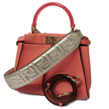 Fendi 2way bag Peekaboo leather pink silver metal