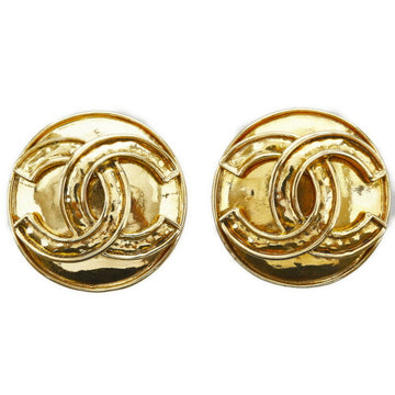 CHANEL Round Coco Mark Earrings Gold Plated Ladies