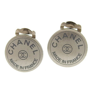 CHANEL Coco Mark Round Earrings Silver Women's