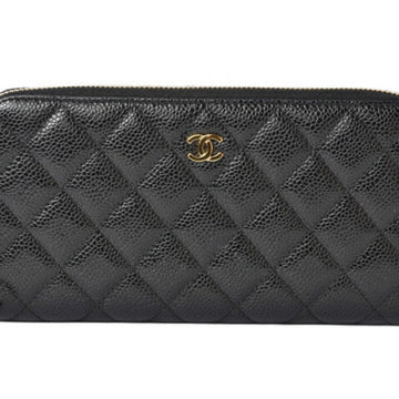 CHANEL wallet  long quilting matelasse caviar skin black A50097