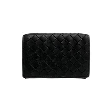 BOTTEGA VENETA Intrecciato All Leather Genuine Trifold Wallet Mini Black