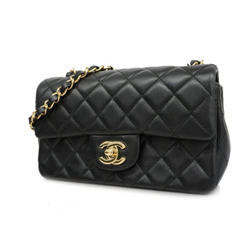 Chanel Matelasse Single Chain Women's Leather Shoulder Bag Black