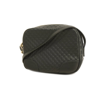Gucci MicroGuccissima 449413 Women's Leather Shoulder Bag Black