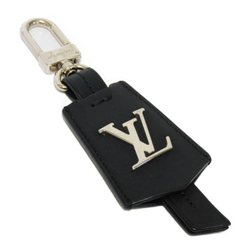 LOUIS VUITTON Keychain LV Cloche Cle Signature Crochette Black Logo Cowhide Leather Noir M68020 Men's