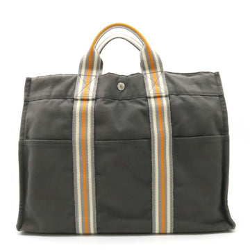 HERMES Fool Toe MM Tote Bag Handbag 2001 Ginza Store Limited Model Canvas Gray Orange White