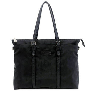 GUCCI Tote Bag Black GG Nylon 387067 Leather  Ladies