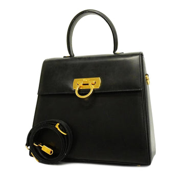 SALVATORE FERRAGAMO Handbag Gancini Leather Black Gold Hardware Women's