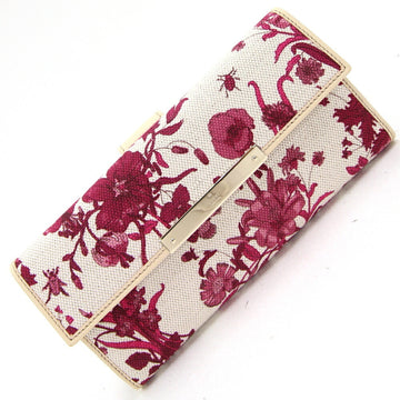 GUCCI W long wallet 112715 Purple White Canvas Leather Flower Ladies